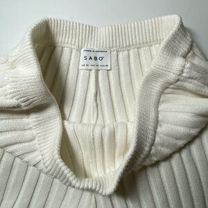 SABO 100% Cotton White Ribbed Knit Stevie Pants Size XL USA 10
